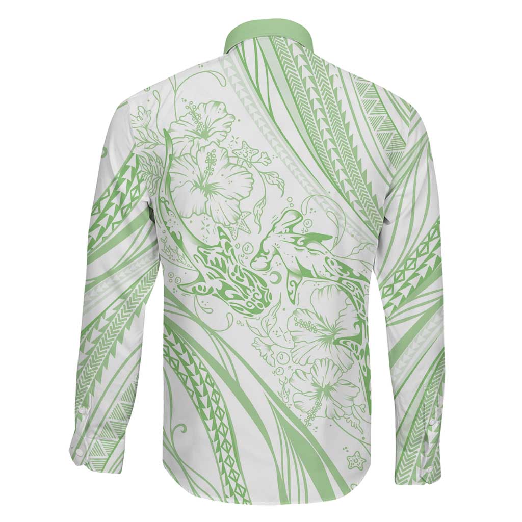 Sharks Couple Dreamy Polynesians Floral Sea Family Matching Puletasi and Hawaiian Shirt Emerald - Polynesian Pride