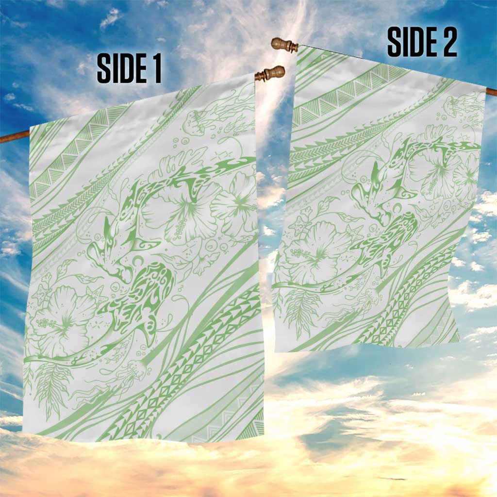 Sharks Couple Dreamy Polynesians Floral Sea Garden Flag Emerald LT7 - Polynesian Pride