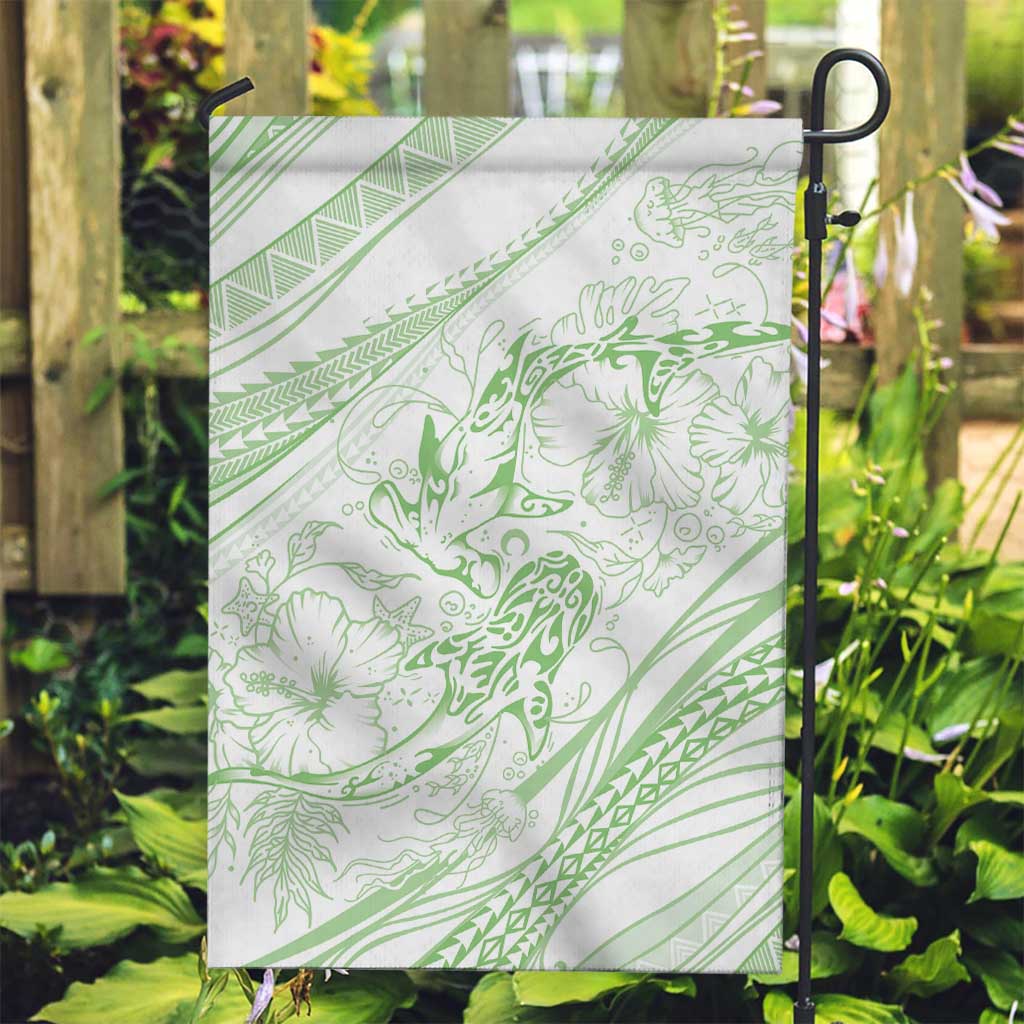 Sharks Couple Dreamy Polynesians Floral Sea Garden Flag Emerald LT7 Garden Flag Emerald - Polynesian Pride