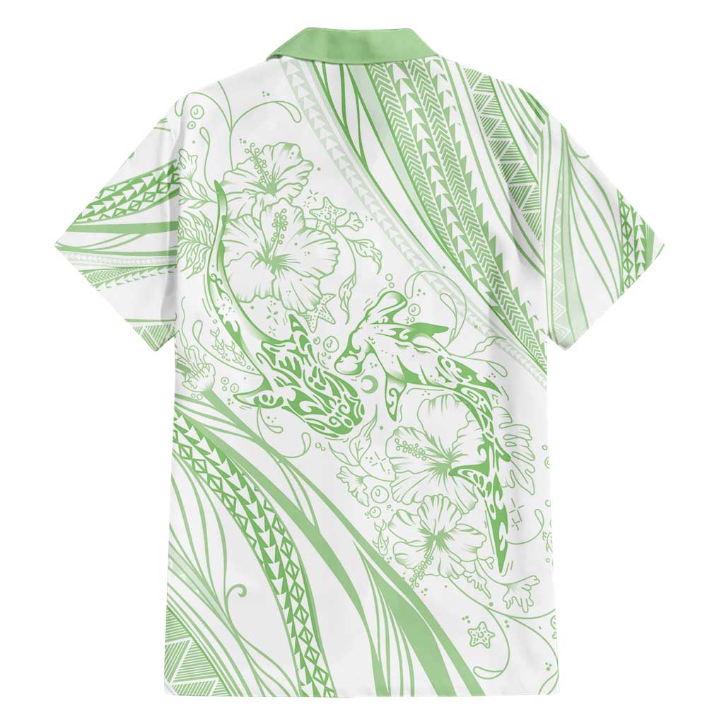 Sharks Couple Dreamy Polynesians Floral Sea Hawaiian Shirt Emerald - Polynesian Pride