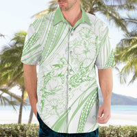Sharks Couple Dreamy Polynesians Floral Sea Hawaiian Shirt Emerald - Polynesian Pride
