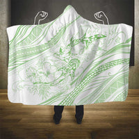 Sharks Couple Dreamy Polynesians Floral Sea Hooded Blanket Emerald LT7 - Polynesian Pride