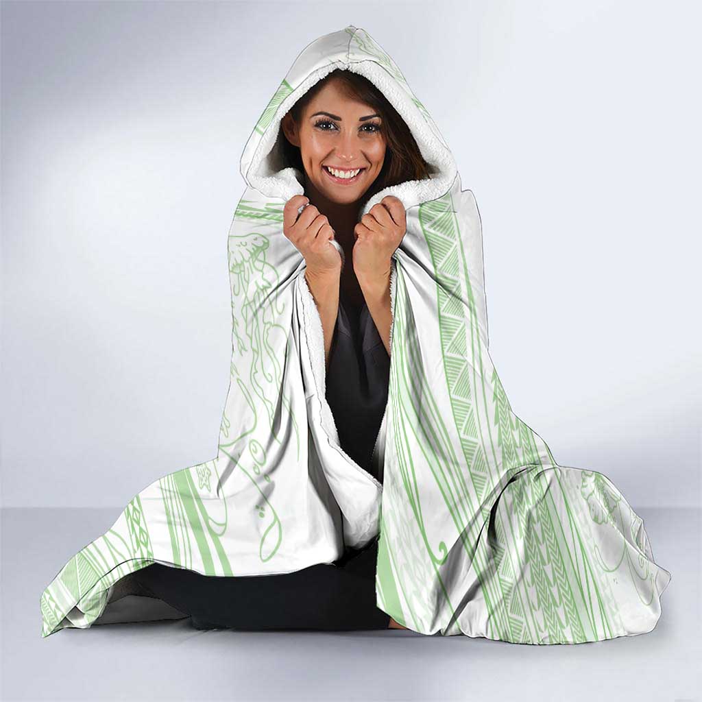 Sharks Couple Dreamy Polynesians Floral Sea Hooded Blanket Emerald LT7 - Polynesian Pride