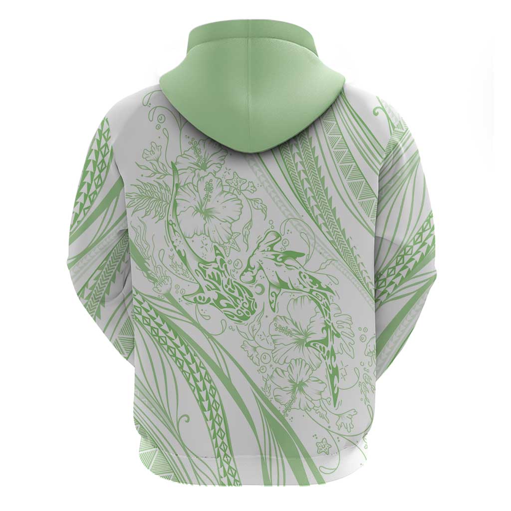 Sharks Couple Dreamy Polynesians Floral Sea Hoodie Emerald LT7 - Polynesian Pride