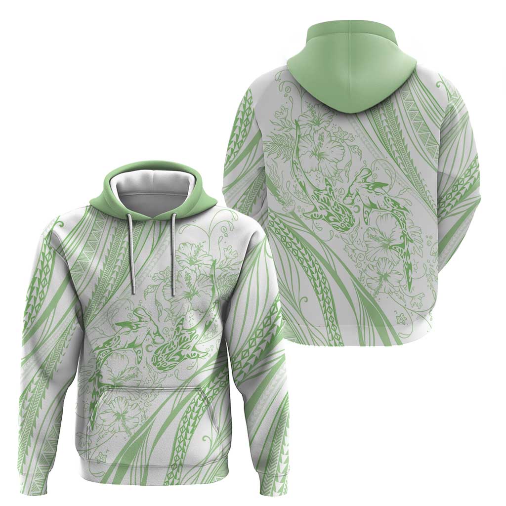 Sharks Couple Dreamy Polynesians Floral Sea Hoodie Emerald LT7 - Polynesian Pride