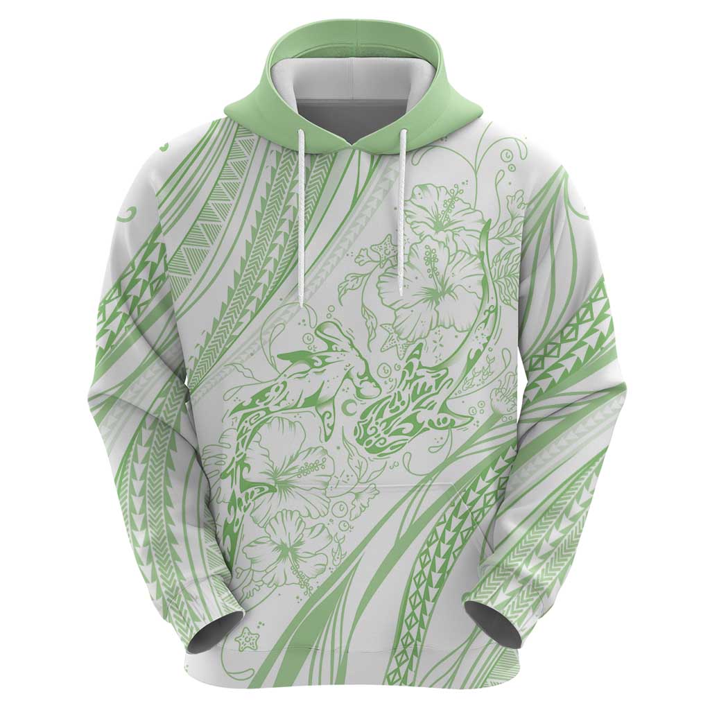 Sharks Couple Dreamy Polynesians Floral Sea Hoodie Emerald LT7 - Polynesian Pride