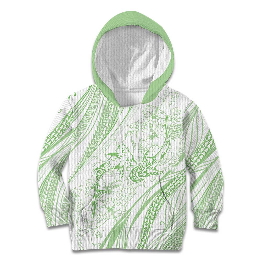 Sharks Couple Dreamy Polynesians Floral Sea Kid Hoodie Emerald - Polynesian Pride