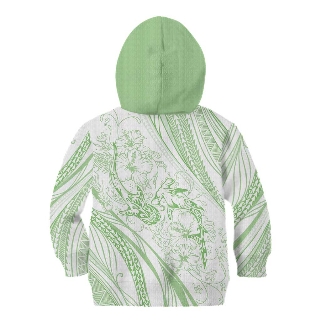 Sharks Couple Dreamy Polynesians Floral Sea Kid Hoodie Emerald - Polynesian Pride