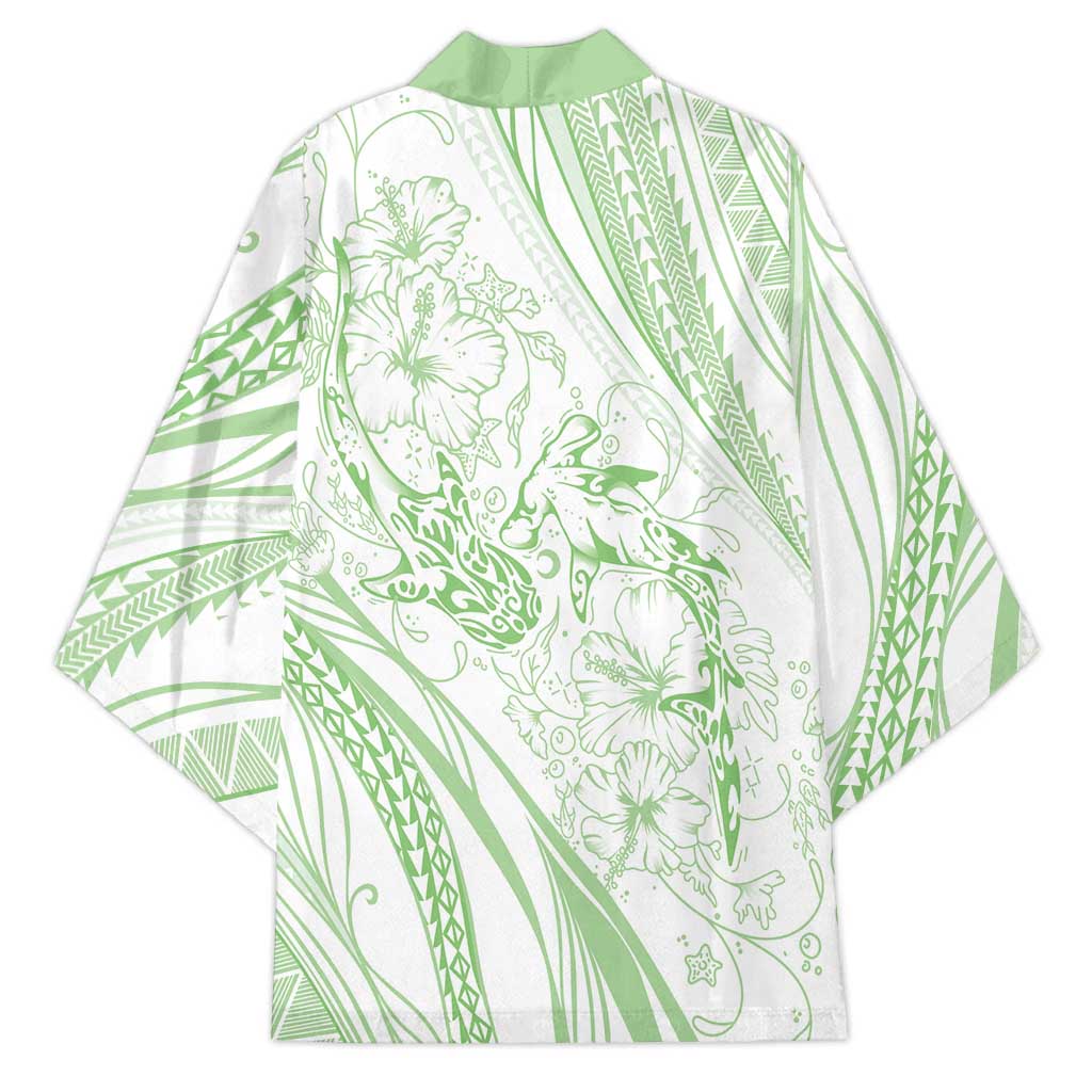 Sharks Couple Dreamy Polynesians Floral Sea Kimono Emerald LT7 - Polynesian Pride