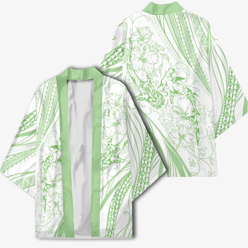 Sharks Couple Dreamy Polynesians Floral Sea Kimono Emerald LT7 - Polynesian Pride