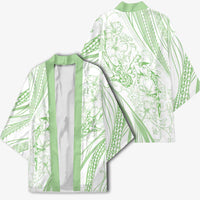 Sharks Couple Dreamy Polynesians Floral Sea Kimono Emerald LT7 - Polynesian Pride