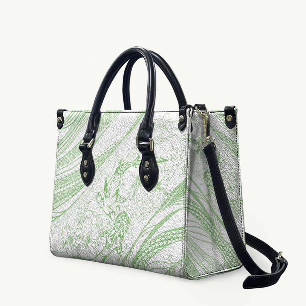 Sharks Couple Dreamy Polynesians Floral Sea Leather Bag Emerald LT7 Emerald - Polynesian Pride