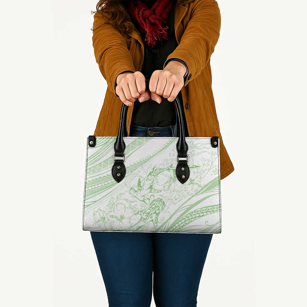 Sharks Couple Dreamy Polynesians Floral Sea Leather Bag Emerald LT7 - Polynesian Pride