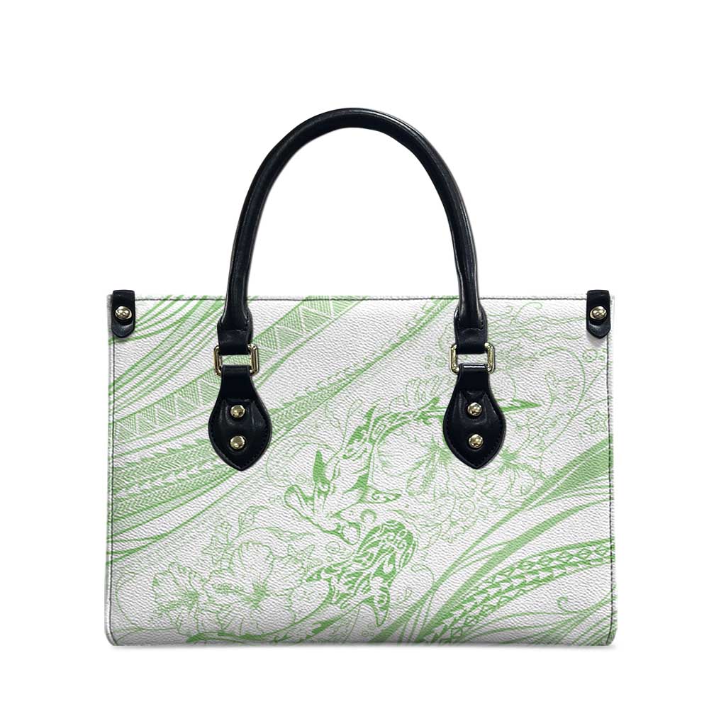 Sharks Couple Dreamy Polynesians Floral Sea Leather Bag Emerald LT7 - Polynesian Pride