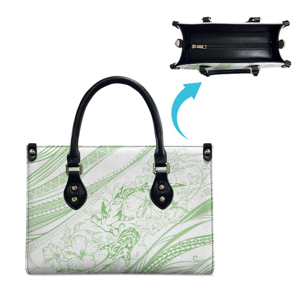 Sharks Couple Dreamy Polynesians Floral Sea Leather Bag Emerald LT7 - Polynesian Pride
