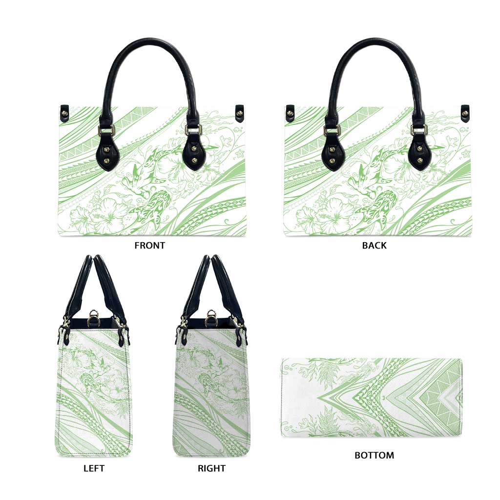 Sharks Couple Dreamy Polynesians Floral Sea Leather Bag Emerald LT7 - Polynesian Pride