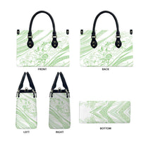Sharks Couple Dreamy Polynesians Floral Sea Leather Bag Emerald LT7 - Polynesian Pride