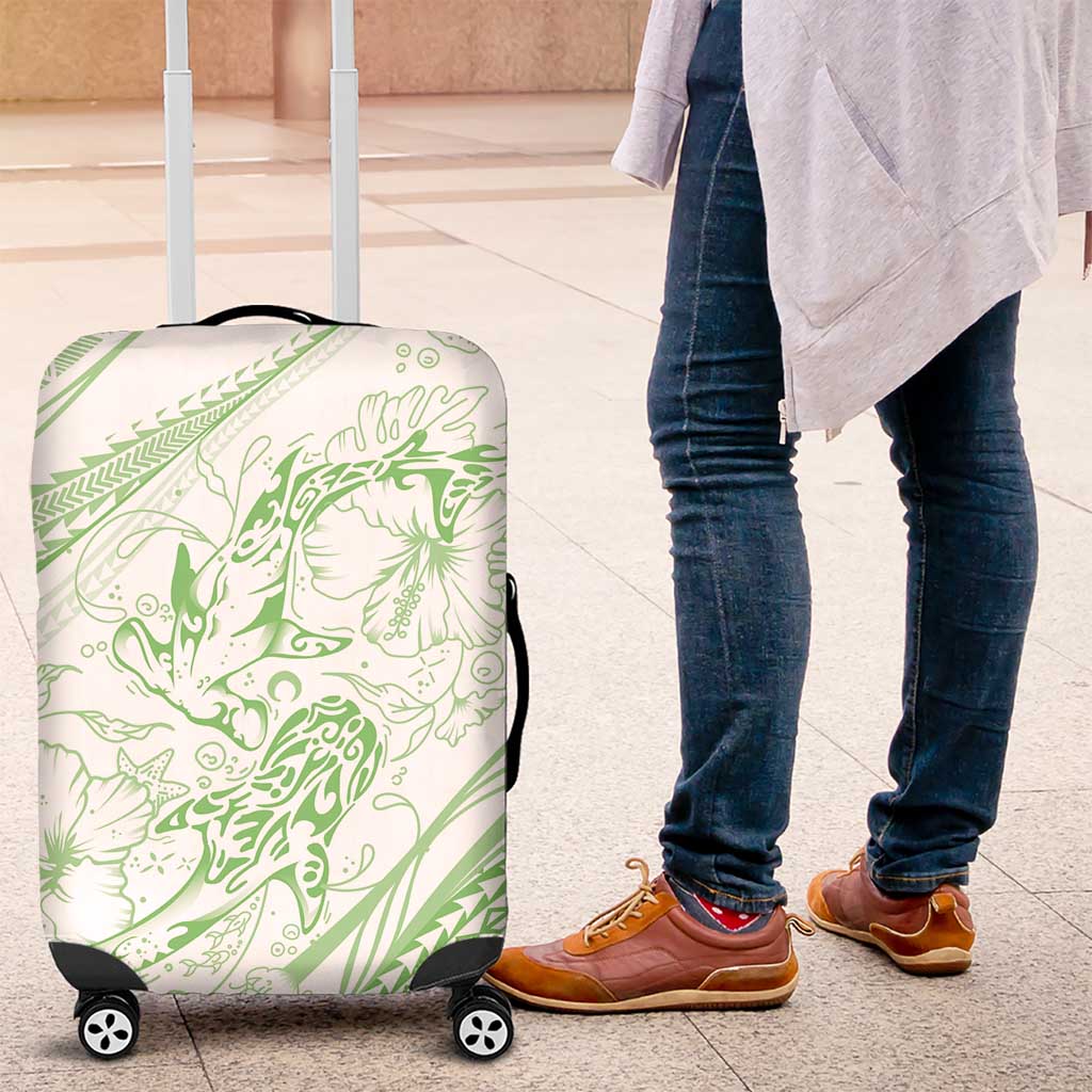 Sharks Couple Dreamy Polynesians Floral Sea Luggage Cover Emerald LT7 Emerald - Polynesian Pride