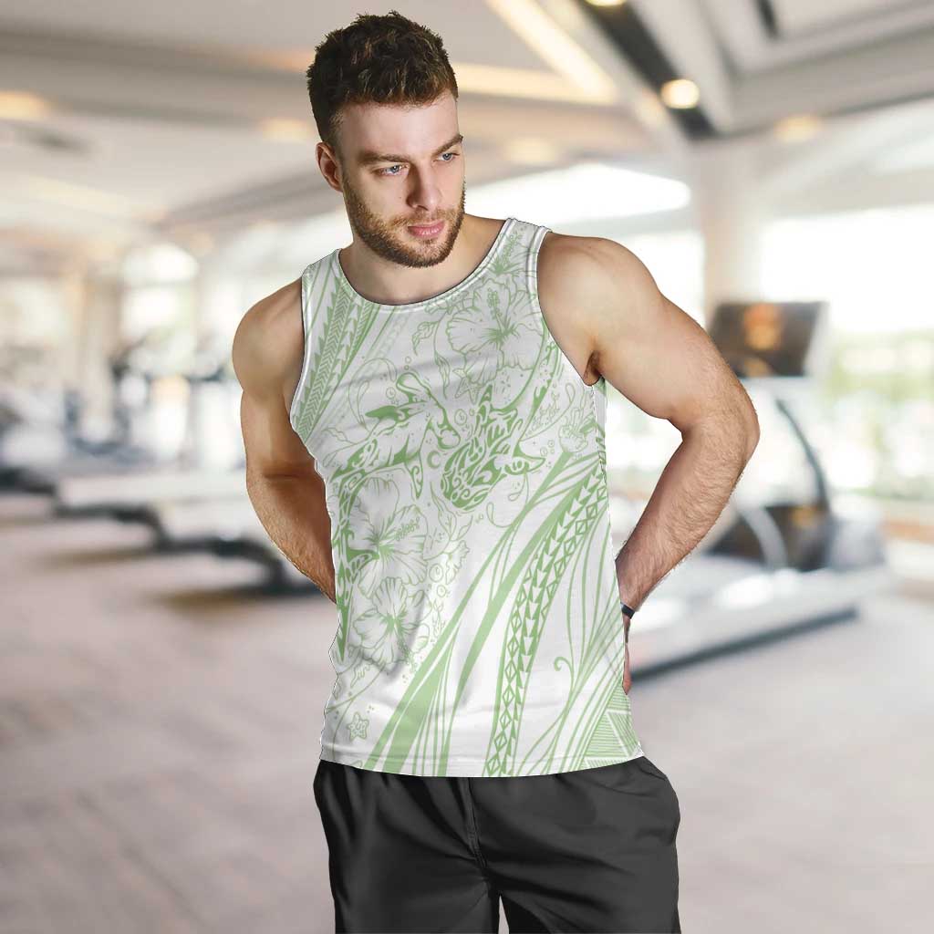 Sharks Couple Dreamy Polynesians Floral Sea Men Tank Top Emerald LT7 Emerald - Polynesian Pride