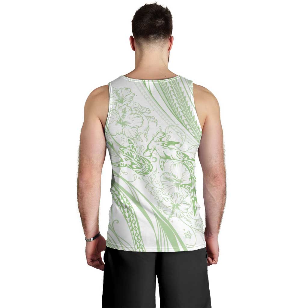 Sharks Couple Dreamy Polynesians Floral Sea Men Tank Top Emerald LT7 - Polynesian Pride