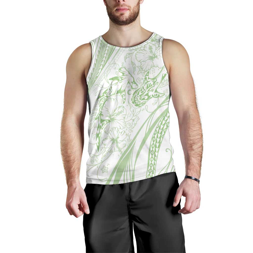 Sharks Couple Dreamy Polynesians Floral Sea Men Tank Top Emerald LT7 - Polynesian Pride