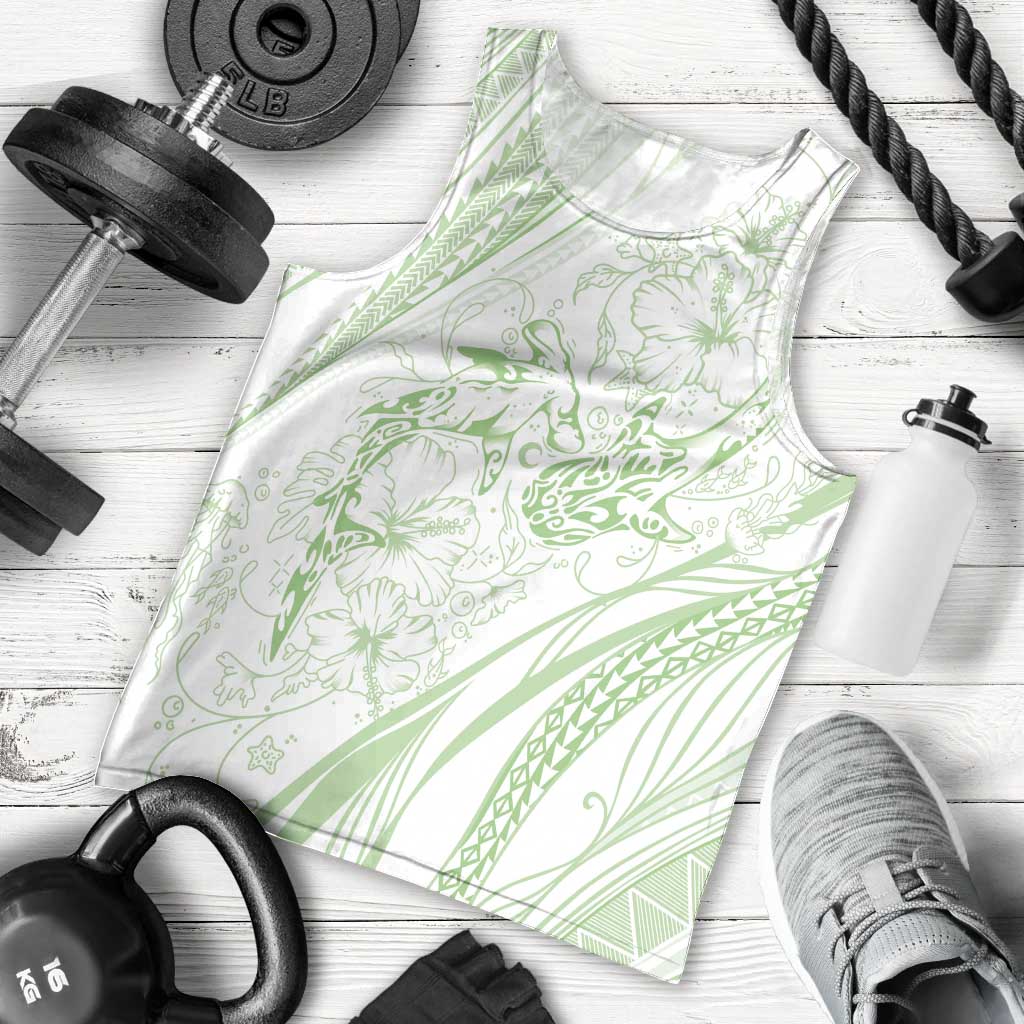 Sharks Couple Dreamy Polynesians Floral Sea Men Tank Top Emerald LT7 - Polynesian Pride
