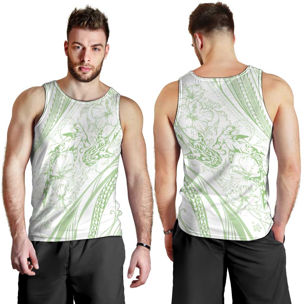 Sharks Couple Dreamy Polynesians Floral Sea Men Tank Top Emerald LT7 - Polynesian Pride