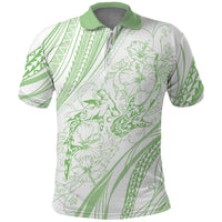 Sharks Couple Dreamy Polynesians Floral Sea Polo Shirt Emerald LT7 Emerald - Polynesian Pride