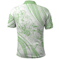 Sharks Couple Dreamy Polynesians Floral Sea Polo Shirt Emerald LT7 - Polynesian Pride