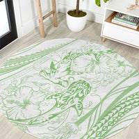 Sharks Couple Dreamy Polynesians Floral Sea Round Carpet Emerald LT7 Emerald - Polynesian Pride