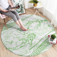 Sharks Couple Dreamy Polynesians Floral Sea Round Carpet Emerald LT7 - Polynesian Pride