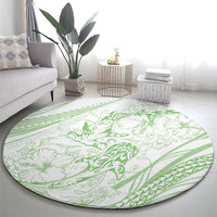 Sharks Couple Dreamy Polynesians Floral Sea Round Carpet Emerald LT7 - Polynesian Pride