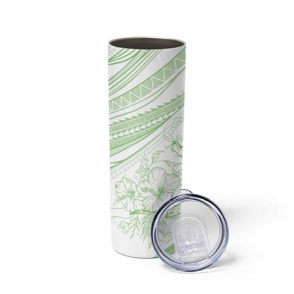Sharks Couple Dreamy Polynesians Floral Sea Skinny Tumbler Emerald LT7 - Polynesian Pride