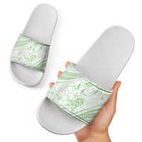 Sharks Couple Dreamy Polynesians Floral Sea Slide Sandals Emerald LT7 - Polynesian Pride