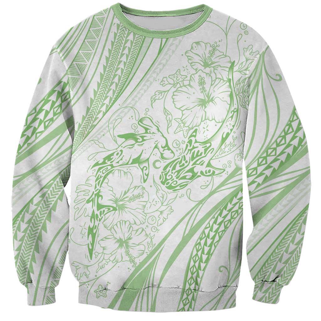 Sharks Couple Dreamy Polynesians Floral Sea Sweatshirt Emerald LT7 Unisex Emerald - Polynesian Pride