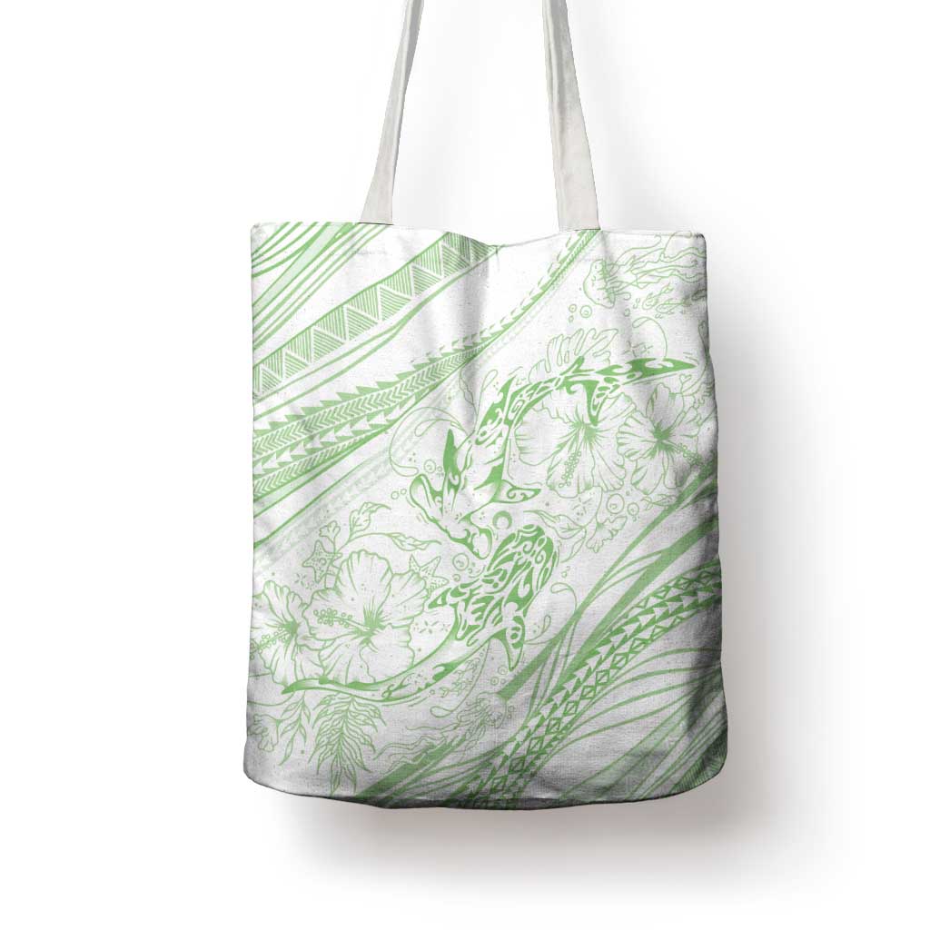 Sharks Couple Dreamy Polynesians Floral Sea Tote Bag Emerald LT7 - Polynesian Pride