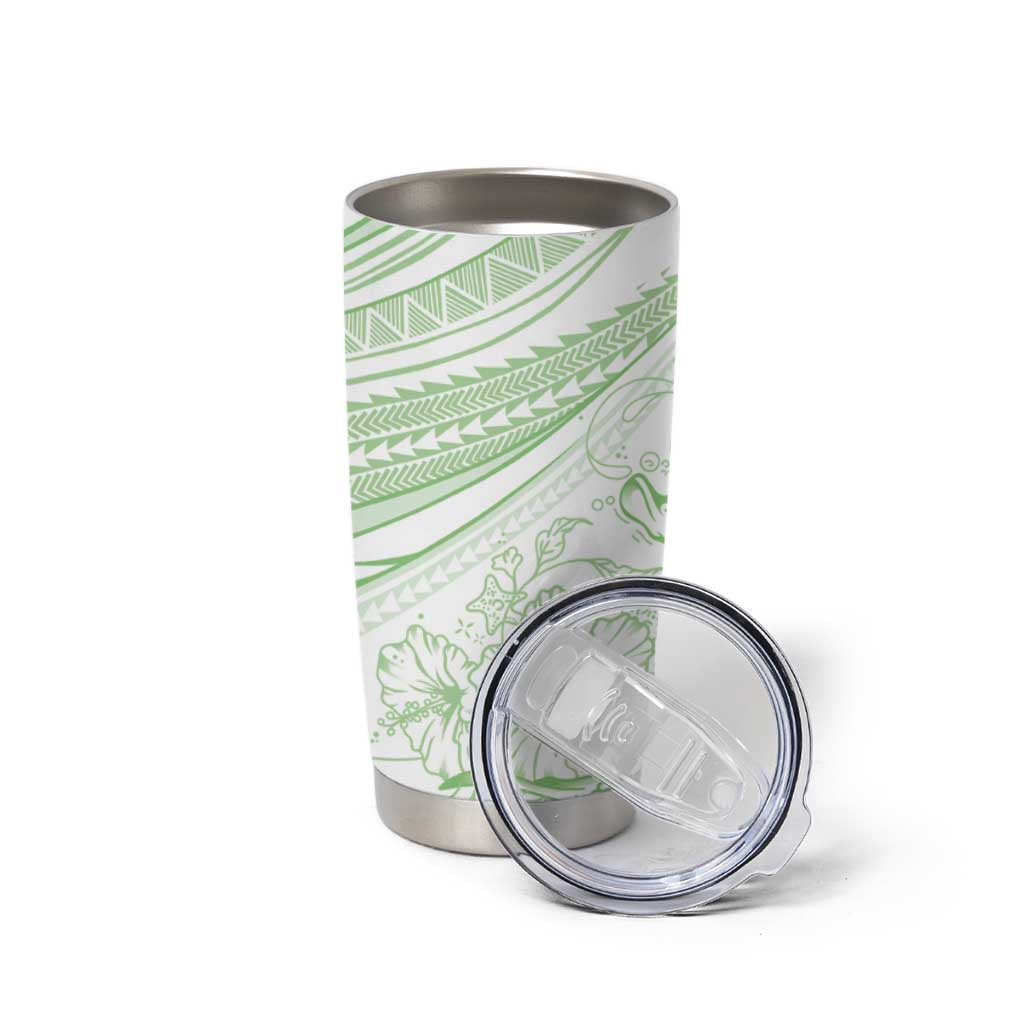 Sharks Couple Dreamy Polynesians Floral Sea Tumbler Cup Emerald LT7 - Polynesian Pride