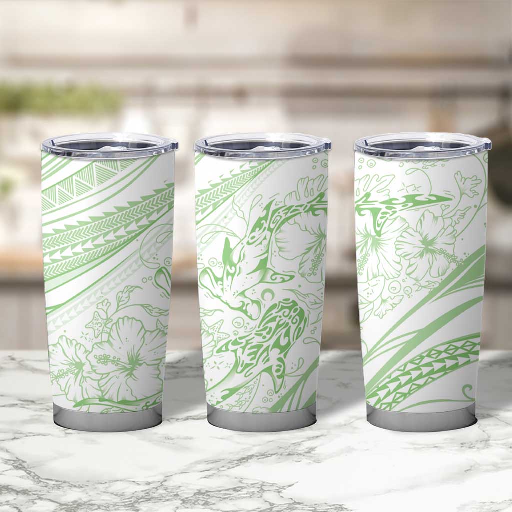 Sharks Couple Dreamy Polynesians Floral Sea Tumbler Cup Emerald LT7 - Polynesian Pride