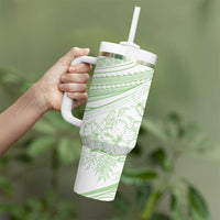 Sharks Couple Dreamy Polynesians Floral Sea Tumbler With Handle Emerald LT7 - Polynesian Pride