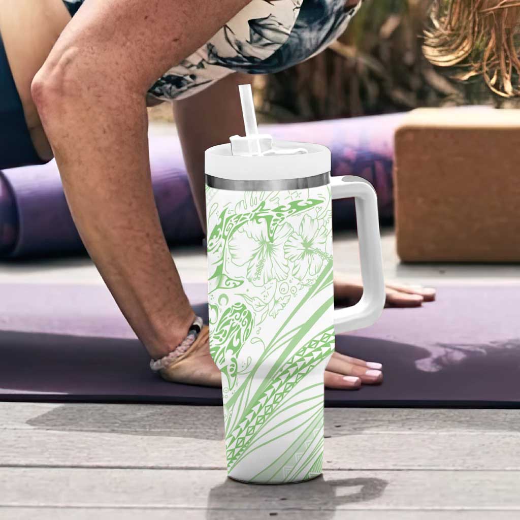 Sharks Couple Dreamy Polynesians Floral Sea Tumbler With Handle Emerald LT7 - Polynesian Pride