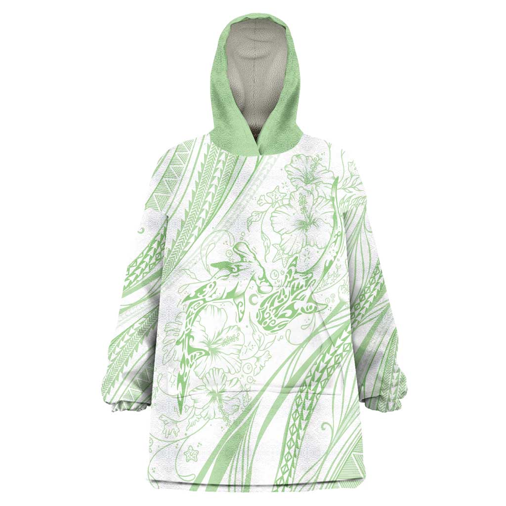 Sharks Couple Dreamy Polynesians Floral Sea Wearable Blanket Hoodie Emerald LT7 One Size Emerald - Polynesian Pride