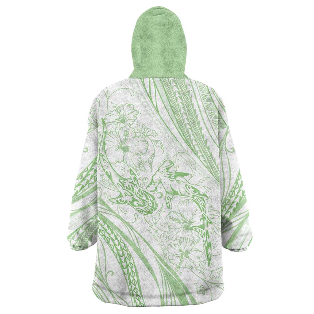 Sharks Couple Dreamy Polynesians Floral Sea Wearable Blanket Hoodie Emerald LT7 - Polynesian Pride