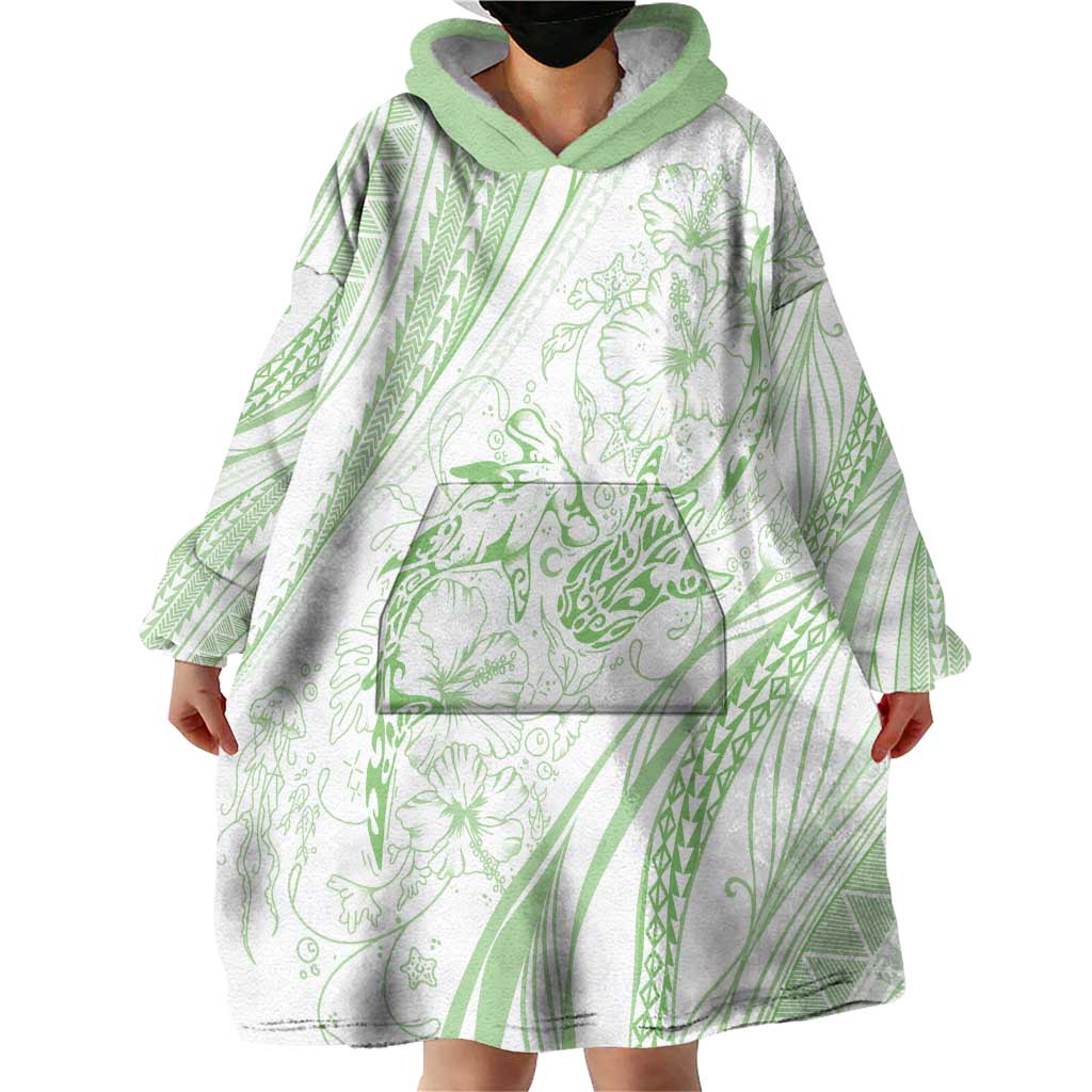 Sharks Couple Dreamy Polynesians Floral Sea Wearable Blanket Hoodie Emerald LT7 - Polynesian Pride