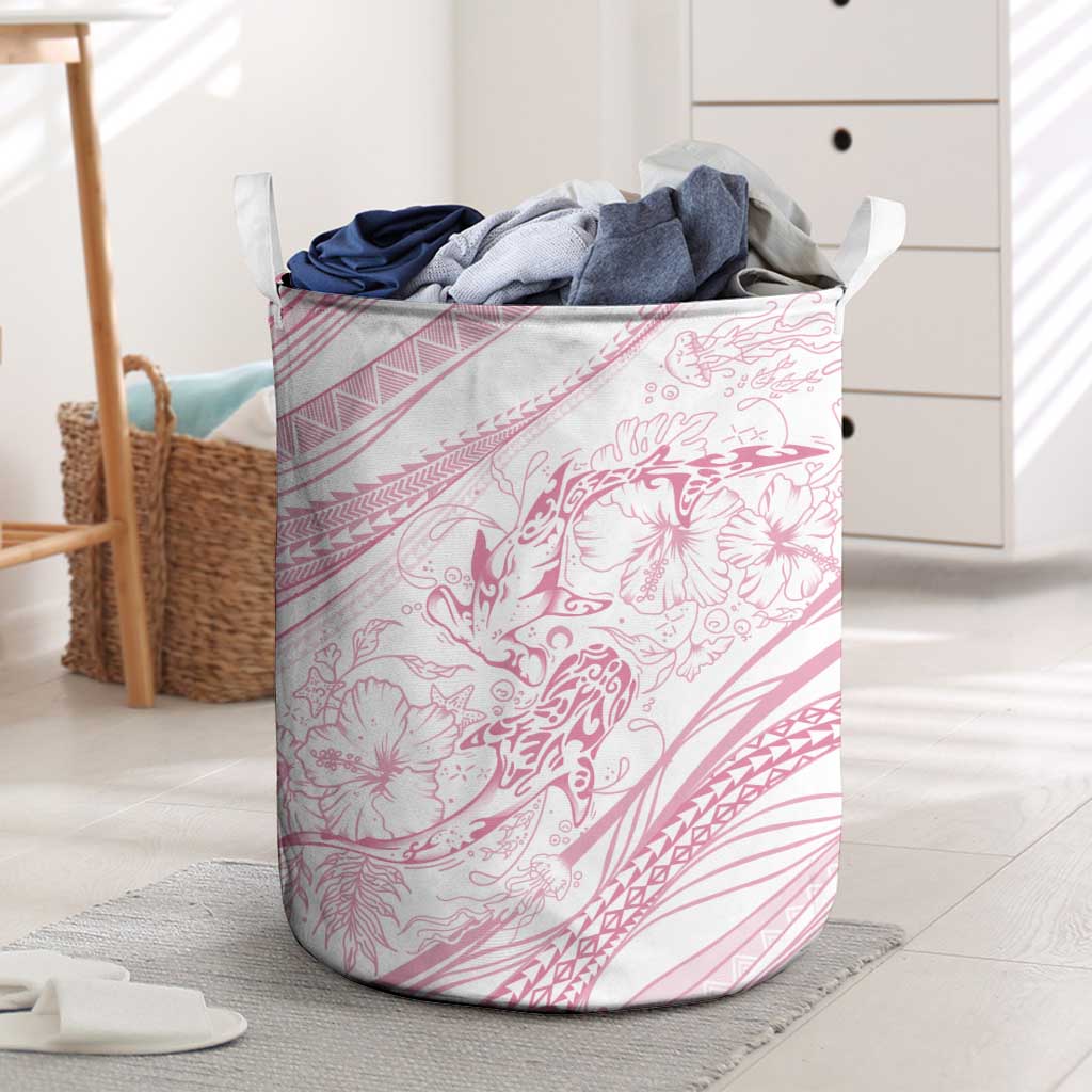 Sharks Couple Dreamy Polynesians Floral Sea Laundry Basket Pink LT7 Pink - Polynesian Pride