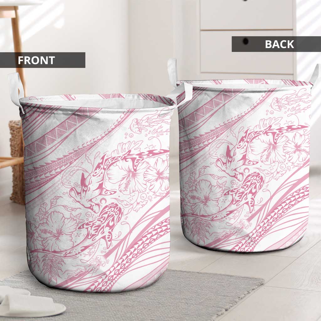Sharks Couple Dreamy Polynesians Floral Sea Laundry Basket Pink LT7 - Polynesian Pride