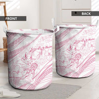 Sharks Couple Dreamy Polynesians Floral Sea Laundry Basket Pink LT7 - Polynesian Pride