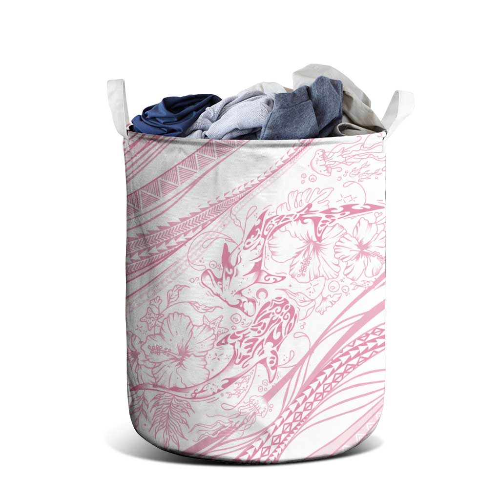 Sharks Couple Dreamy Polynesians Floral Sea Laundry Basket Pink LT7 - Polynesian Pride