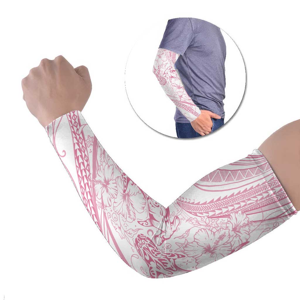 Sharks Couple Dreamy Polynesians Floral Sea Arm Sleeves Pink LT7 Set of 2 Pink - Polynesian Pride