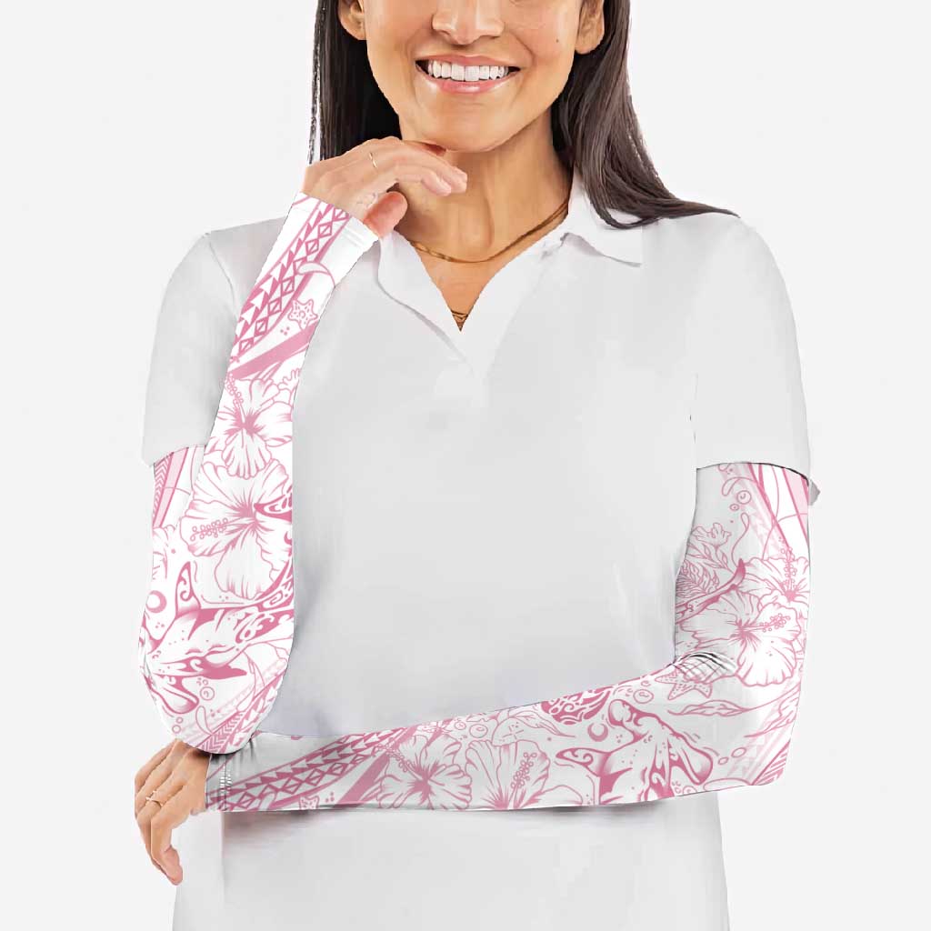 Sharks Couple Dreamy Polynesians Floral Sea Arm Sleeves Pink LT7 - Polynesian Pride