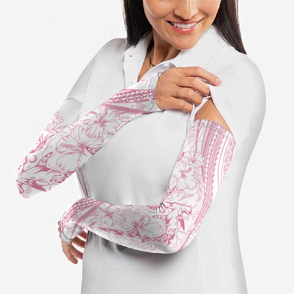 Sharks Couple Dreamy Polynesians Floral Sea Arm Sleeves Pink LT7 - Polynesian Pride